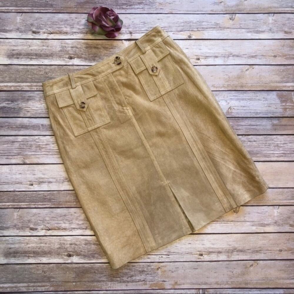 VS2 by Vakko Genuine Suede Skirt Camel Size 4
